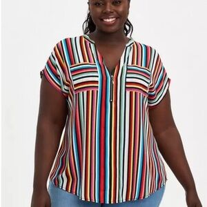 Torrid Georgette Zip-Front Dolman Blouse